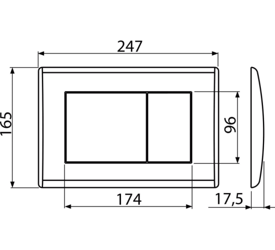 Бутон за вградени структури мат-хром квадратен Alca main image