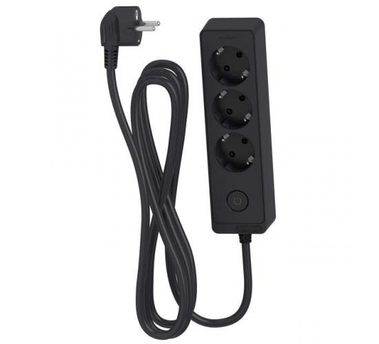 Разклонител 3 гнезда 3.0 метра Unica антрацит с ключ main image