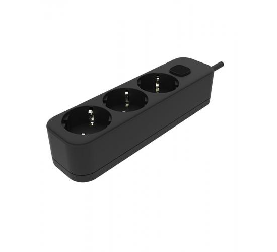 Разклонител троен с кабел 3х1,5мм2 3 метра и ключ/черен/ main image