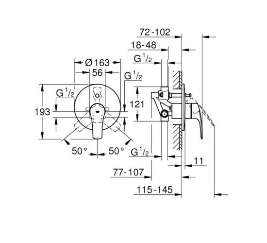 Grohe Eurosmart Neu смесител вграден монтаж main image