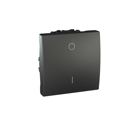 Ключ двуполюсен двумодулен 16A Unica графит main image