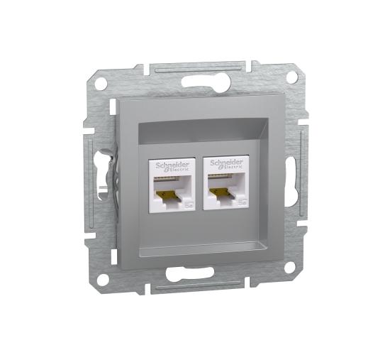 Компютърна розетка двойна 2xRJ45 сat5e UTP Asfora алуминий main image
