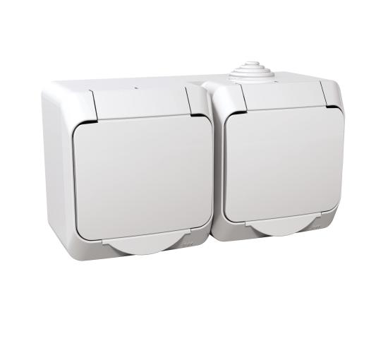 Контакт двоен бял с детска защита WDE000523 main image