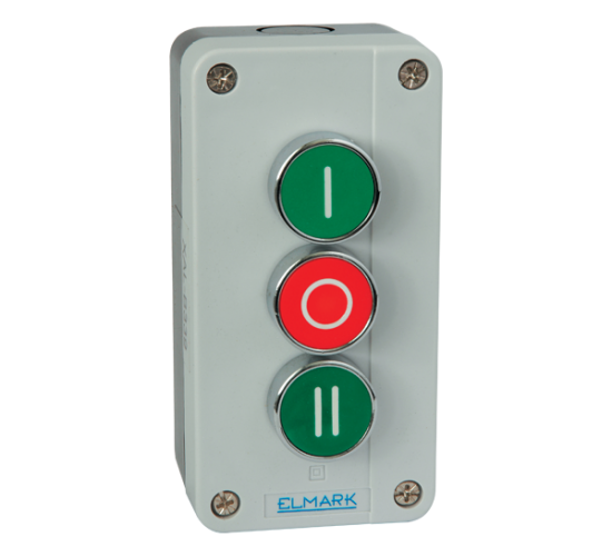 Кнопка с три бутона с пружинно връщане EL1-B339 2НО+1НЗ IP44 зелен/червен main image