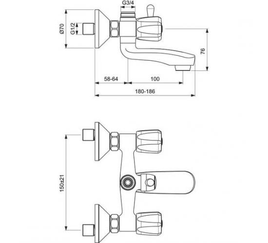 Смесител стоящ вана/душ ROSITSA  B1106AA main image
