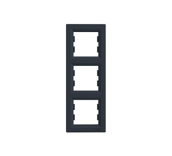 Рамка тройна вертикална Asfora антрацит main image