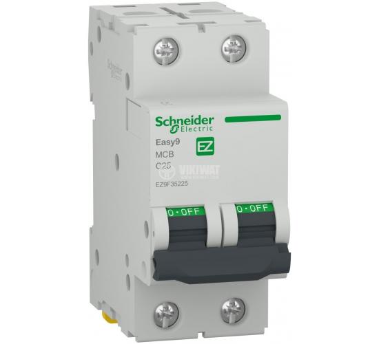 Автоматичен прекъсвач Easy 9, 2P, 25A, крива C, 400V, 6kA main image