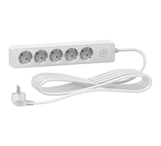 Разклонител 5 гнезда, 5 метра кабел, бял с ключ main image