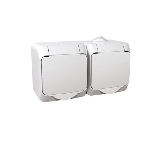 Контакт двоен бял с детска защита WDE000523 main image