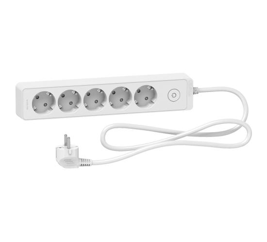 Разклонител 5 гнезда, 1.5 метра кабел, бял с ключ main image