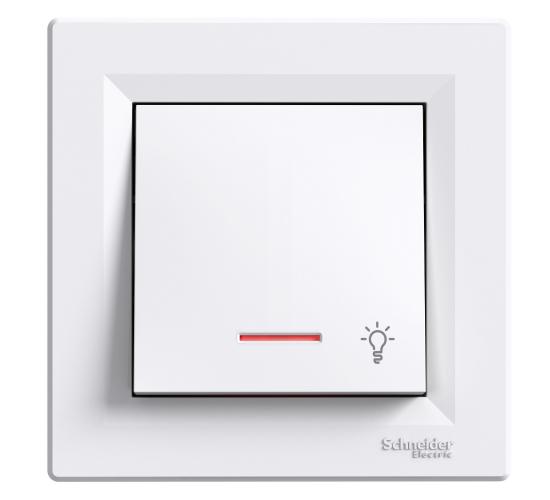 Бутон Asfora с глим лампа и символ осветление 10A безвинтов монтаж бял main image