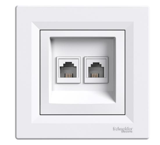 Телефонна розетка RJ11 двойна Asfora бяла EPH4200121 main image