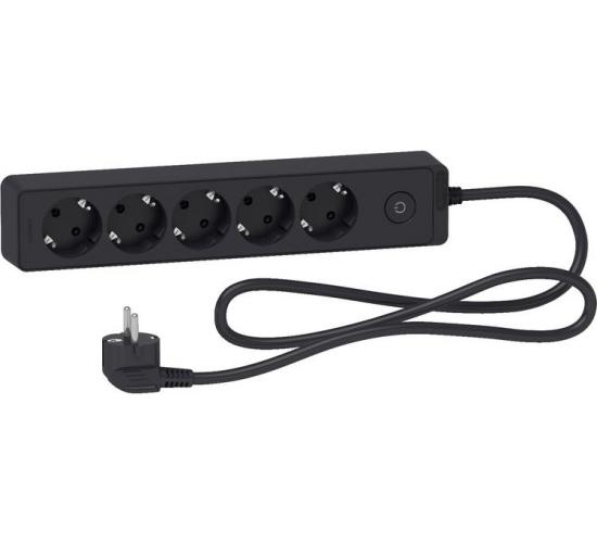 Разклонител 5 гнезда 1.5 метра Unica антрацит с ключ main image