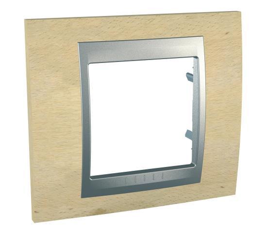 Рамка единична Unica бук/алуминий main image