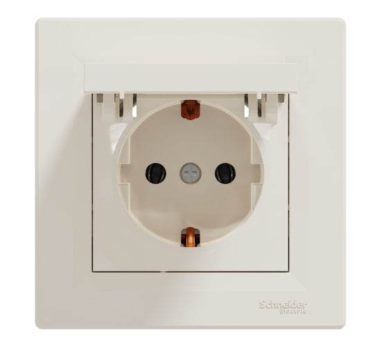 Контакт Шуко с капак 16A Asfora крем main image