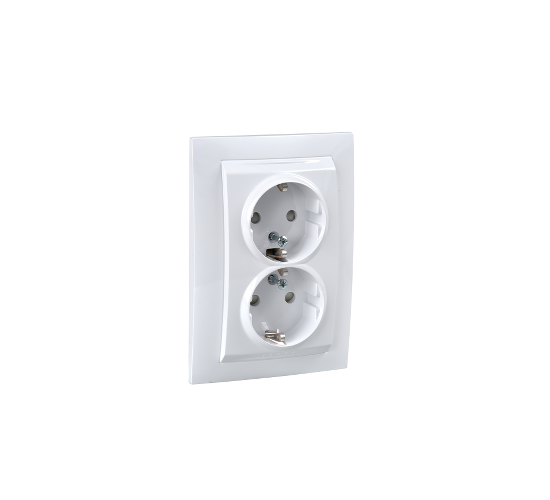 Контакт шуко двоен 16A 250VAC Unica бял ДО ИЗЧЕРПВАНЕ НА КОЛИЧЕСТВАТА main image