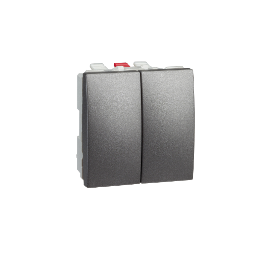 Ключ девиаторен двоен схема 6 двумодулен 10A 250VAC механизъм Unica графит main image