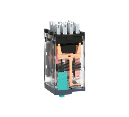 Миниатюрно реле с основа, Harmony, 6A, 4CO, с LED, заключващ се тест бутон, 24V DC RXM4AB2BD main image