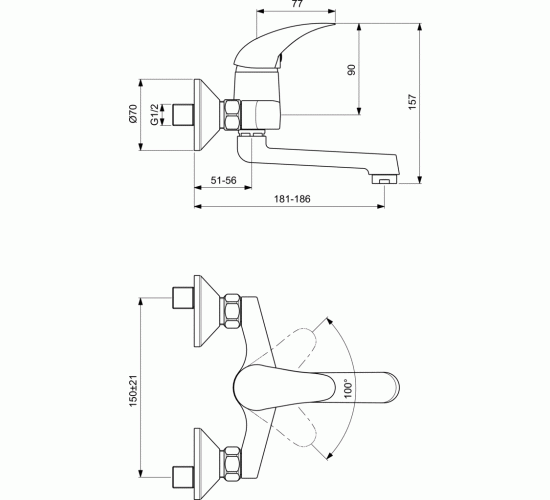 Смесител стенен за умивалник.ORION В1024АА main image