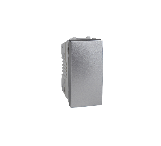 Ключ лихт бутон едномодулен 10A 250VAC механизъм Unica сребрист/алуминий main image